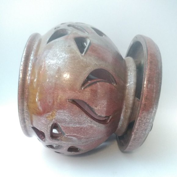 Orchid/Sacculate Flower Pot Cut Out Butterfly Planter Attached Saucer 5.5"T CUTE - Picture 10 of 11